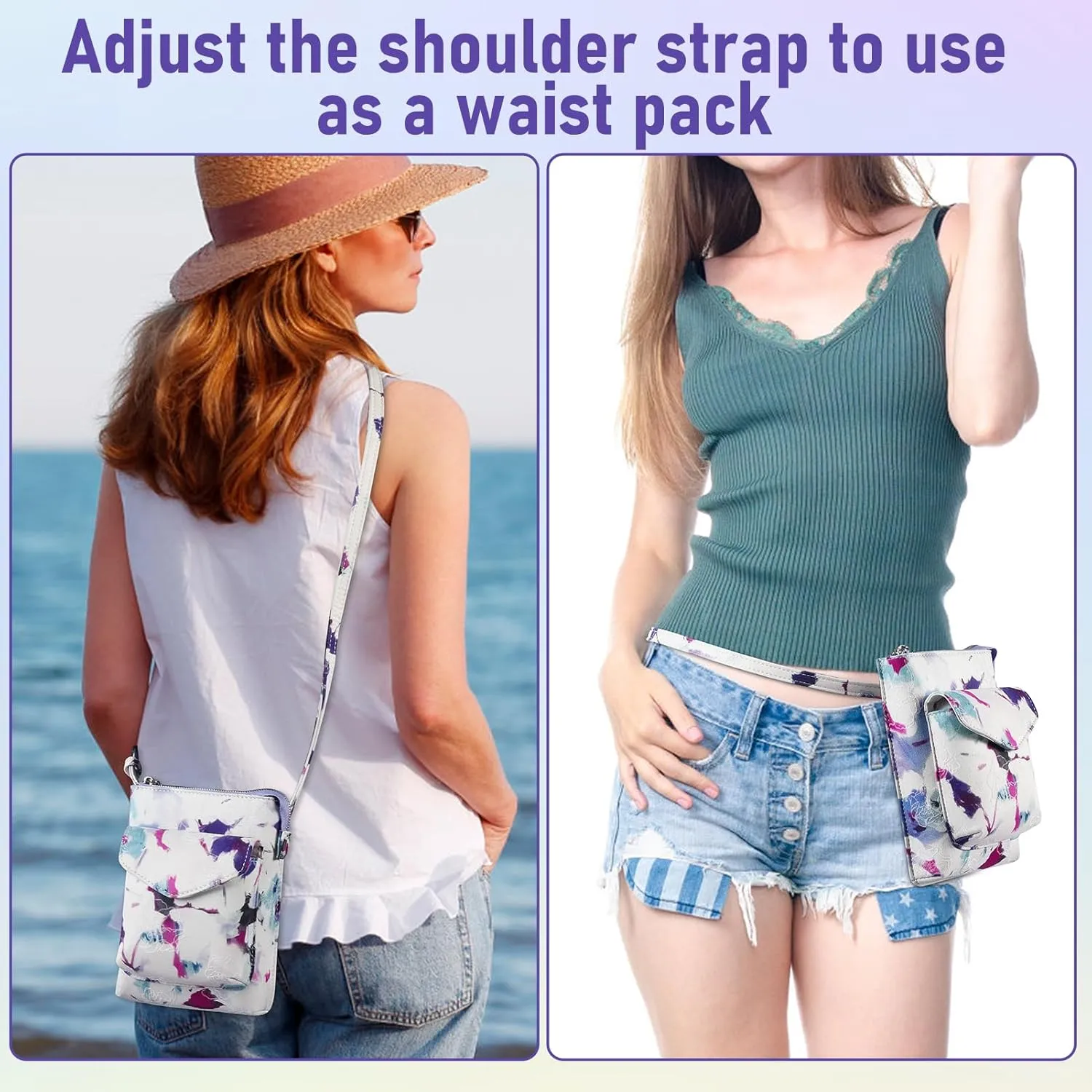 Multi functional ink painting pattern bag Sling Bag phone purse crossbody for women