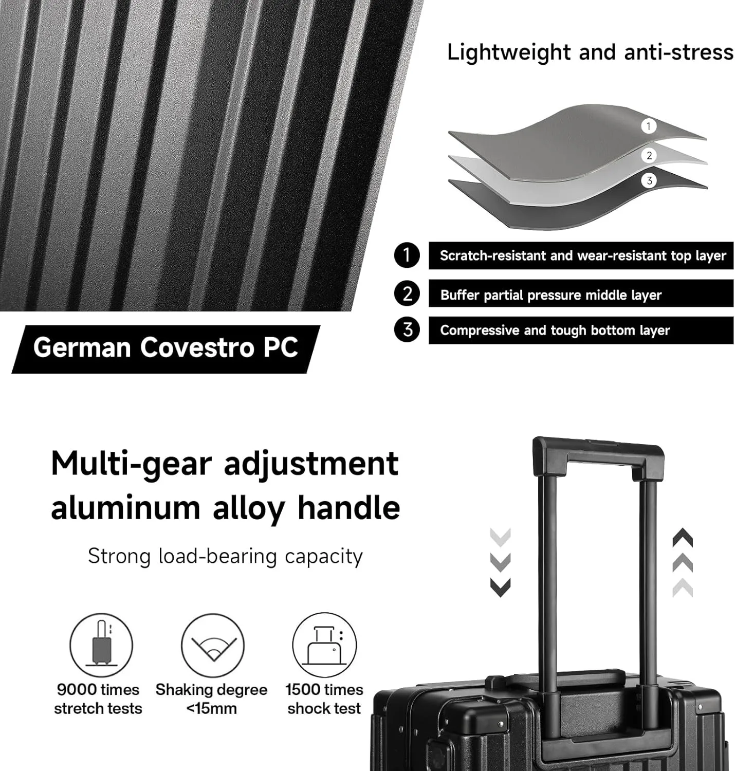 MYER Hard Shell Carry On Luggage 22x14x9 Airline Approved,20 Inch Aluminum Luggage with 100% 3-Layer PC,Carry On Suitcases with Wheels,Cup Holder and USB Port (Classic Black, 20 inch)