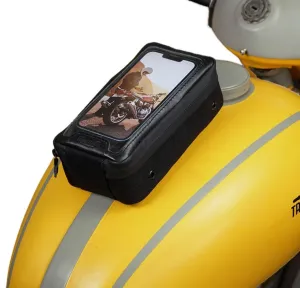 Navigator Tank Bag: Universal Magnetic Motorcycle Mobile Holder Waterproof Phone Pouch with Anti-Slip Design & Fanny Strap by Trip Machine Company (All Black)