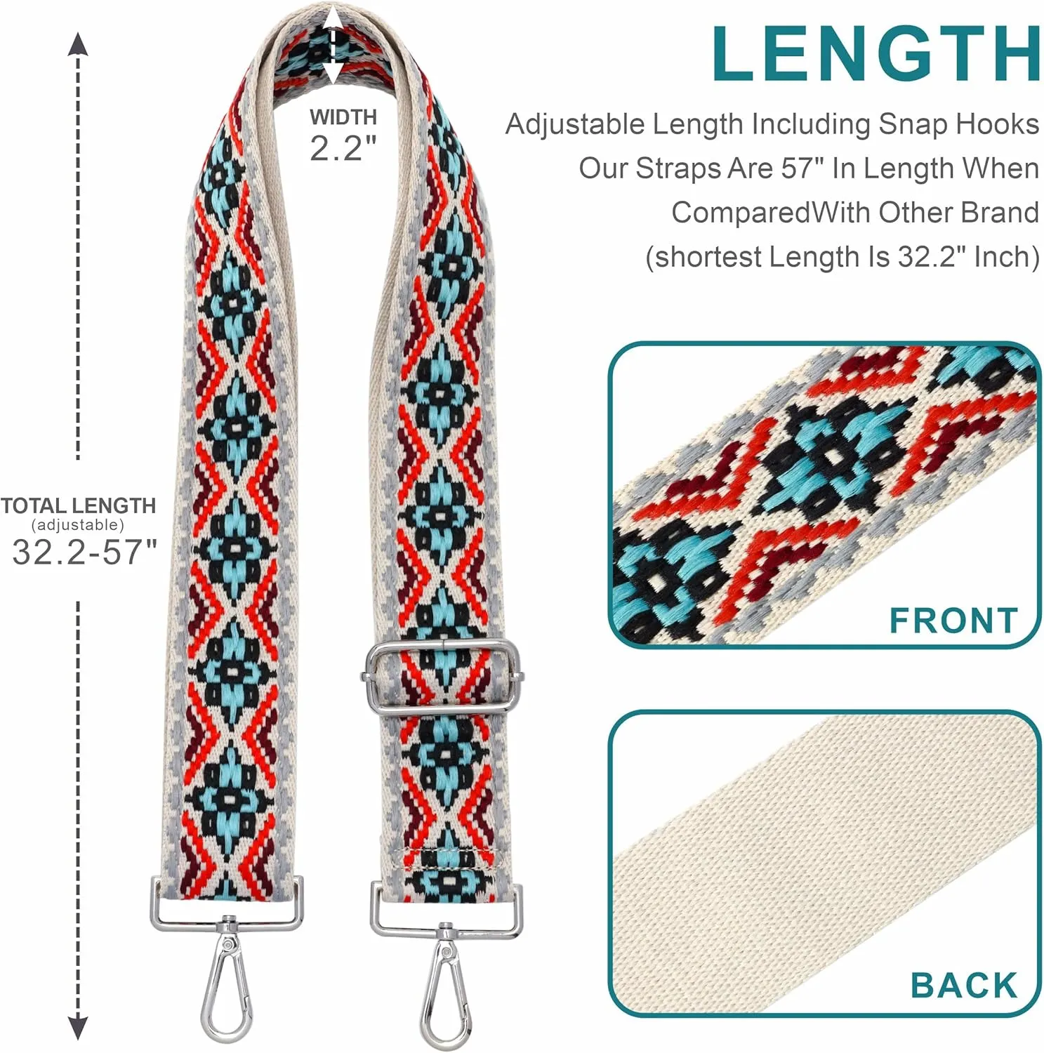 Nefelibata Purse Strap,2" Wide Purse Strap Adjustable Replacement,Multi-pattern Crossbody Handbag Strap