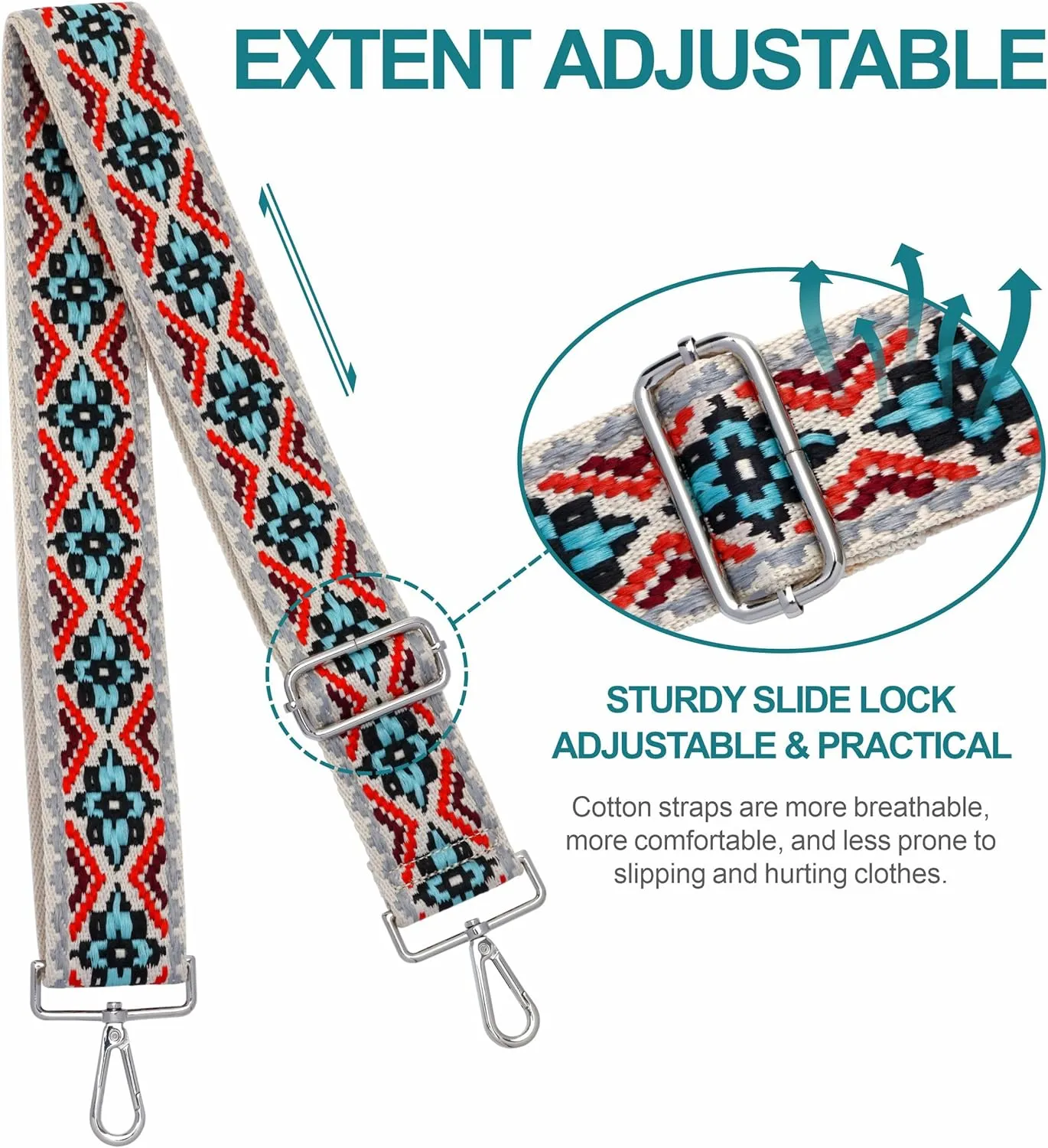 Nefelibata Purse Strap,2" Wide Purse Strap Adjustable Replacement,Multi-pattern Crossbody Handbag Strap