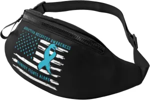 Nobody Fights Alone American Flag ALS Awareness Waist Bag Men's and Women's Adjustable Travel Chest Pack Outdoor Running Waist Bag