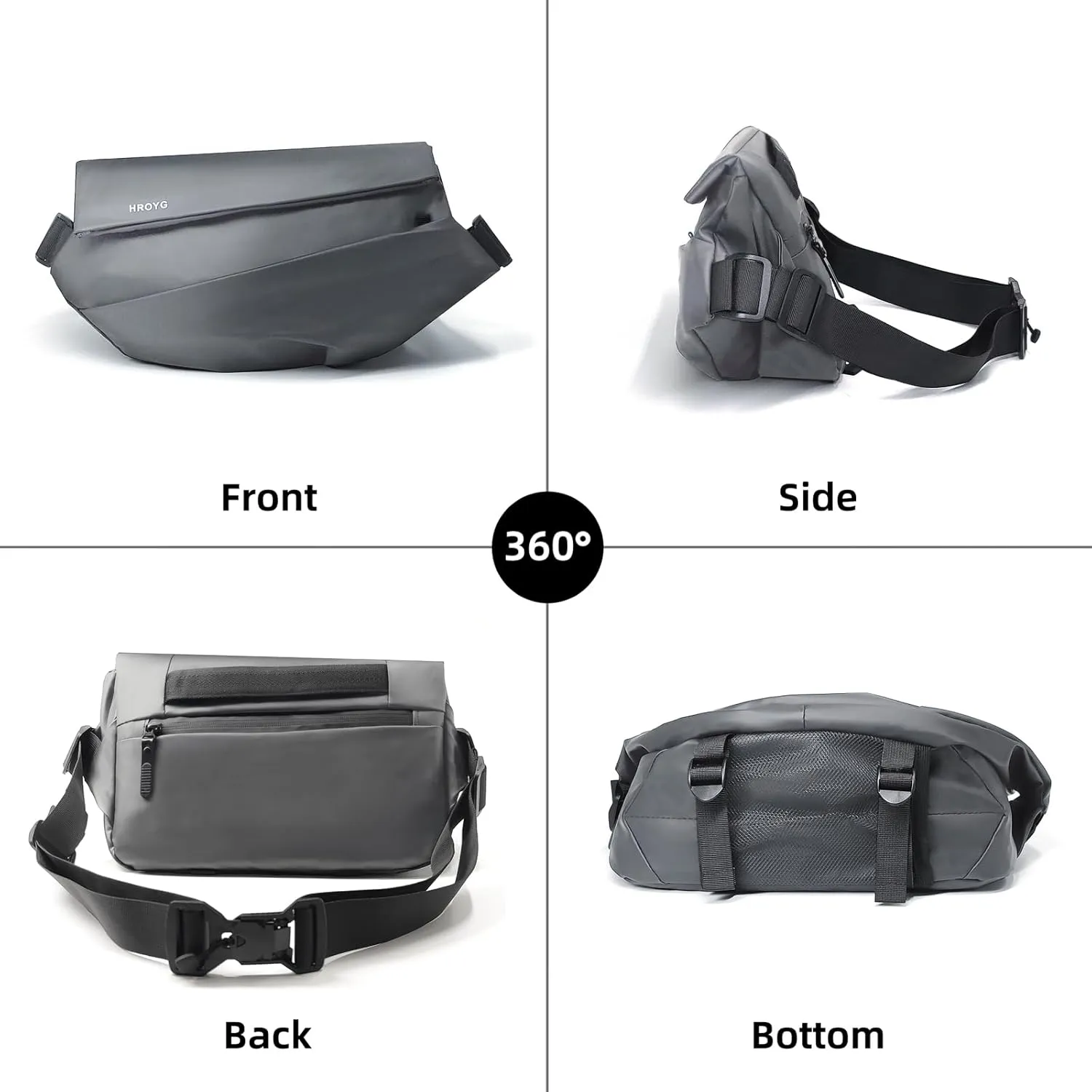 Obsidian Sling Bag Hidden magnetic buckle Waterproof Matte Leather Crossbody Bag with Quick-Release Magnetic Buckle