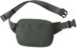 ODODOS 2L Belt Bag for Women Men, Crossbody Fanny Packs with Adjustable Strap Waist Pouch for Workout Hiking Running Travel, Charcoal