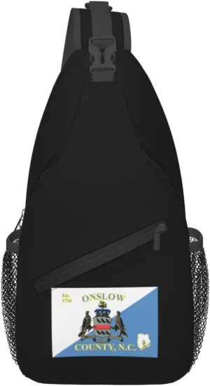 Onslow County Flag Crossbody Bags For Women Men Chest Backpack Gym Shoulder Bag Travel Outdoor Sports Casual Crossbody Bags