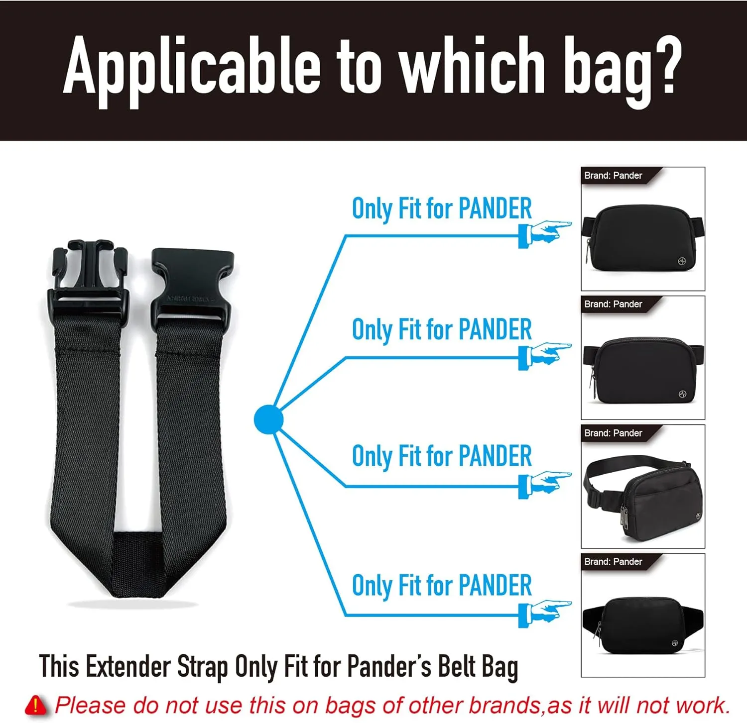 Pander Fanny Pack Everywhere Belt Bag Extender Strap, Only Fit for Pander Everywhere Belt Bag. (Caramel Burnt)