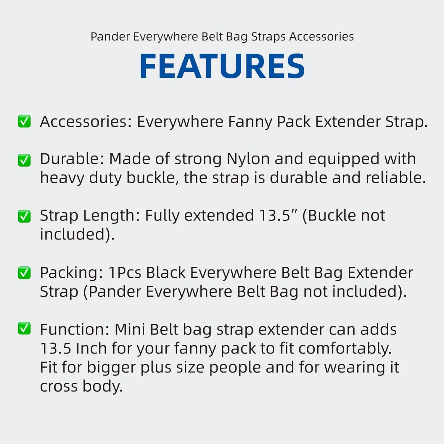 Pander Fanny Pack Everywhere Belt Bag Extender Strap, Only Fit for Pander Everywhere Belt Bag. (Caramel Burnt)
