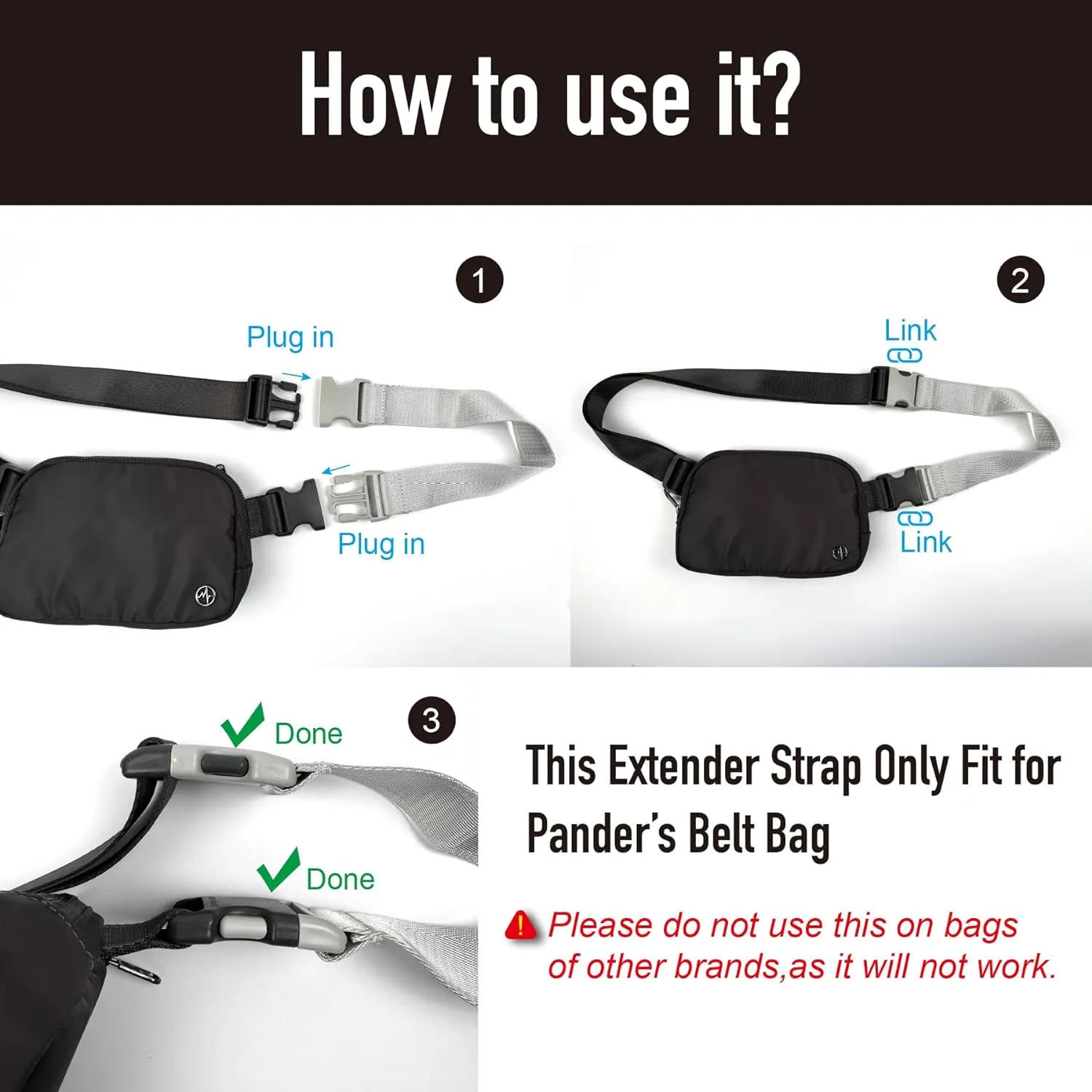Pander Fanny Pack Everywhere Belt Bag Extender Strap, Only Fit for Pander Everywhere Belt Bag. (Caramel Burnt)