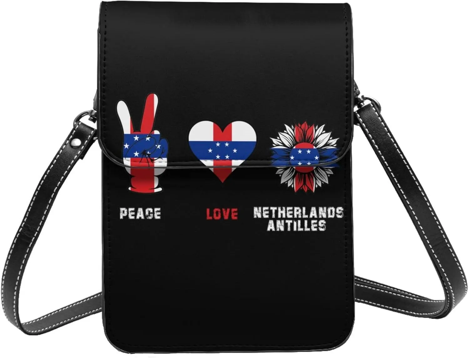 Peace Netherlands Antilles The Dutch Antilles Flag Small Crossbody Bag Is A Shoulder Bag Designed For Women And Girls Cell Phone Crossbody Wallet Purses With Card Slots Adjustable Strap
