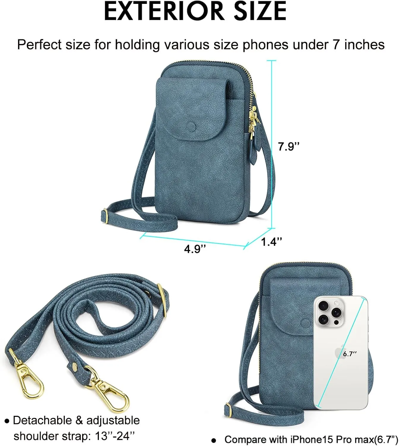 Peacocktion Small Crossbody Bags for Women, Cell Phone Bag Wallet Purses with Card Slots Adjustable Strap Zipper
