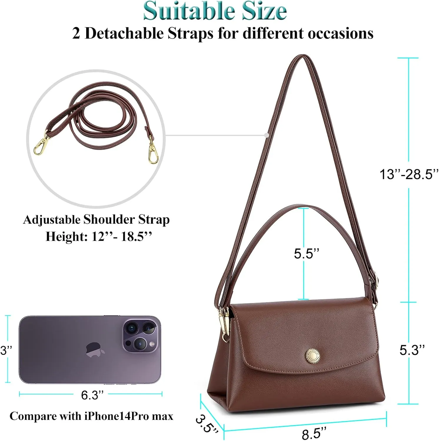 Peacocktion Small Shoulder Bags, Crossbody Purses for Women Vegan Leather Handbag Hobo Purse, 2 Straps