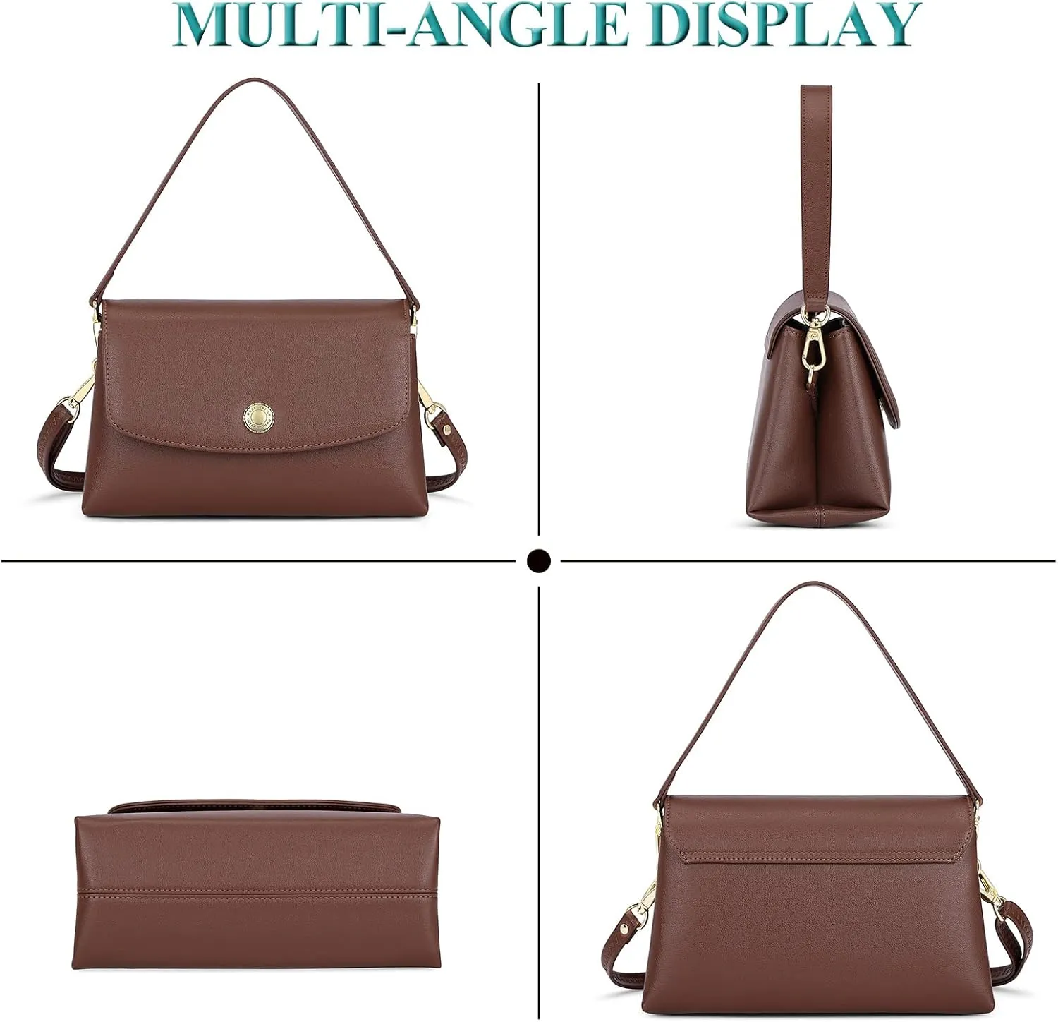 Peacocktion Small Shoulder Bags, Crossbody Purses for Women Vegan Leather Handbag Hobo Purse, 2 Straps