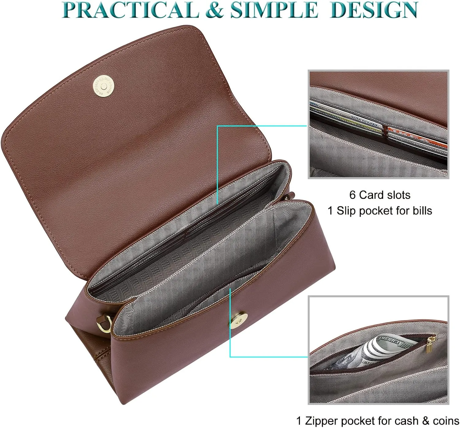 Peacocktion Small Shoulder Bags, Crossbody Purses for Women Vegan Leather Handbag Hobo Purse, 2 Straps