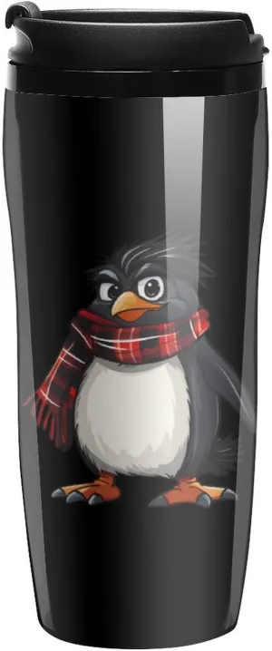 Penguin Coffee Mug with Lid Portable Tumbler Water Bottle for Travel Business 350ml