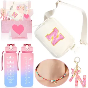 Personalized Fanny Pack for Girls, Gift Sets for Teen Girls, Birthday Gifts for 4 5 6 7 8 9 10 11 12 13 Year Old Girl, Initial Crossbody Bag Belt Bag for Girl Kids (N)