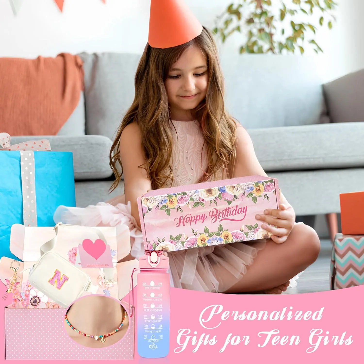 Personalized Fanny Pack for Girls, Gift Sets for Teen Girls, Birthday Gifts for 4 5 6 7 8 9 10 11 12 13 Year Old Girl, Initial Crossbody Bag Belt Bag for Girl Kids (N)