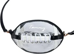 Personalized Football Shape Clear Crossbody Stadium Bag with Name and Tassel - Stadium Approved for Game Day & Birthday Gift