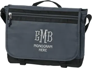 Personalized Nailhead Messenger Bag Briefcase - Add Your Embroidered Text, Monogram - Custom Shoulder Bags