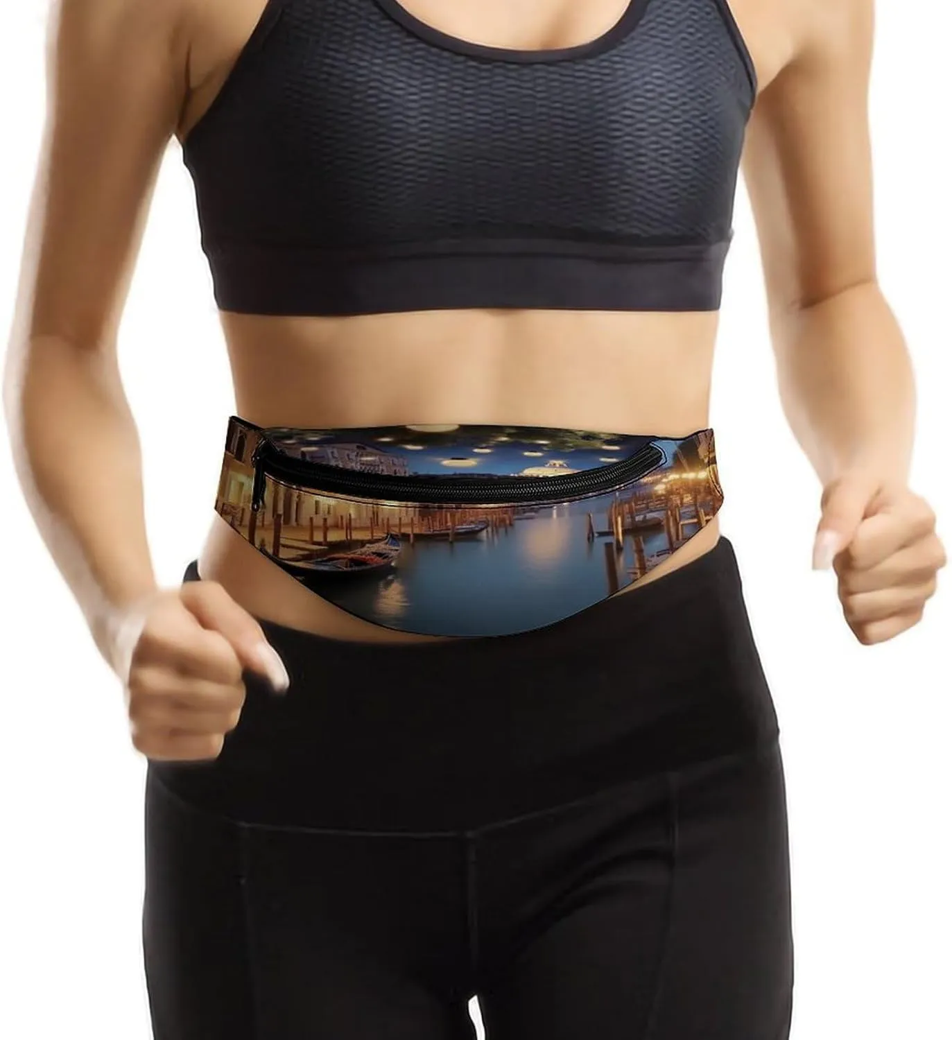 Personalized Waist Packs with Adjustable Strap,Beautiful Venice at Night CrossBody Fanny Pack Casual Bag for Travel Sports Running Hiking