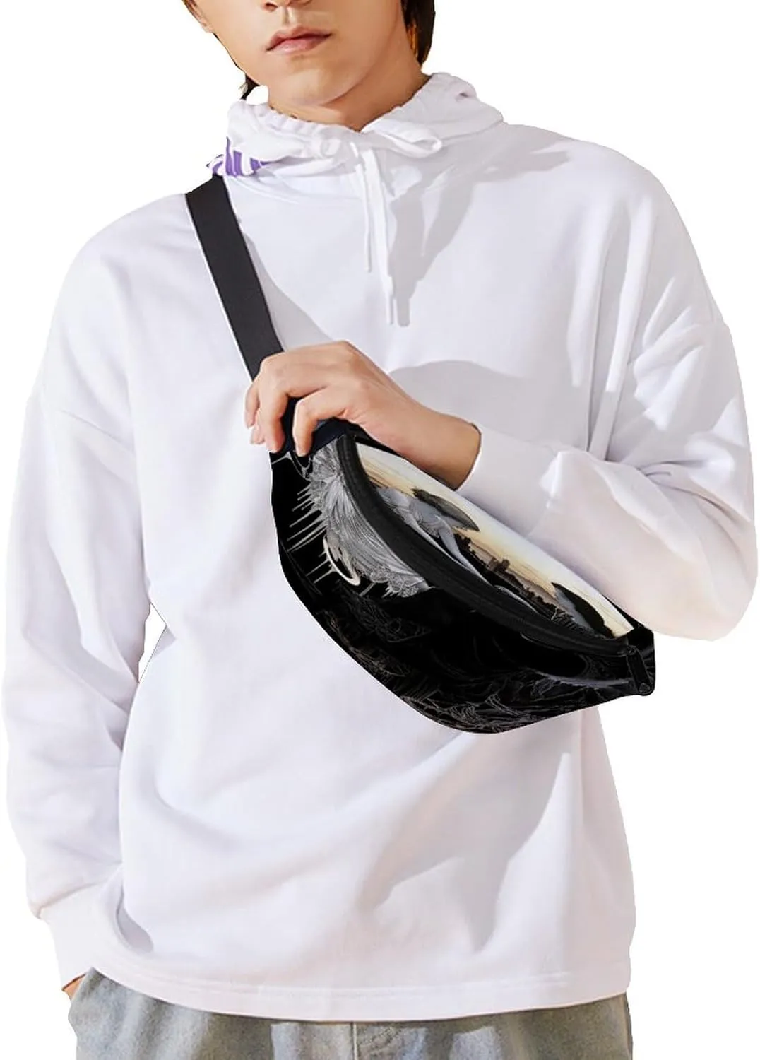 Personalized Waist Packs with Adjustable Strap,Woman on Cliff CrossBody Fanny Pack Casual Bag for Travel Sports Running Hiking