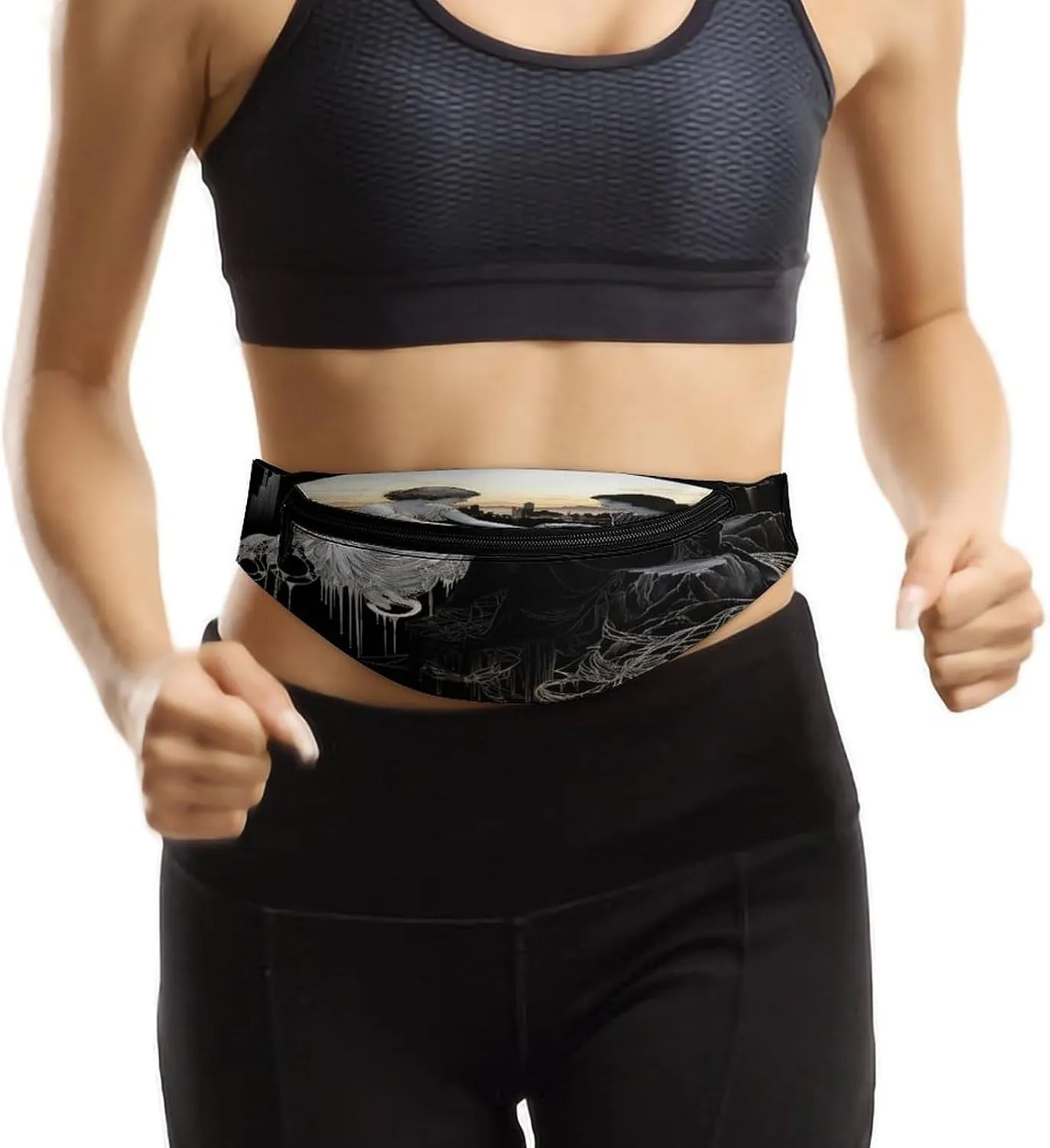 Personalized Waist Packs with Adjustable Strap,Woman on Cliff CrossBody Fanny Pack Casual Bag for Travel Sports Running Hiking