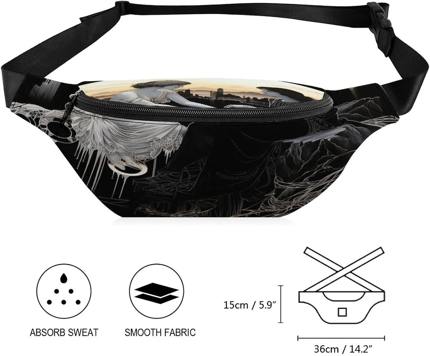 Personalized Waist Packs with Adjustable Strap,Woman on Cliff CrossBody Fanny Pack Casual Bag for Travel Sports Running Hiking