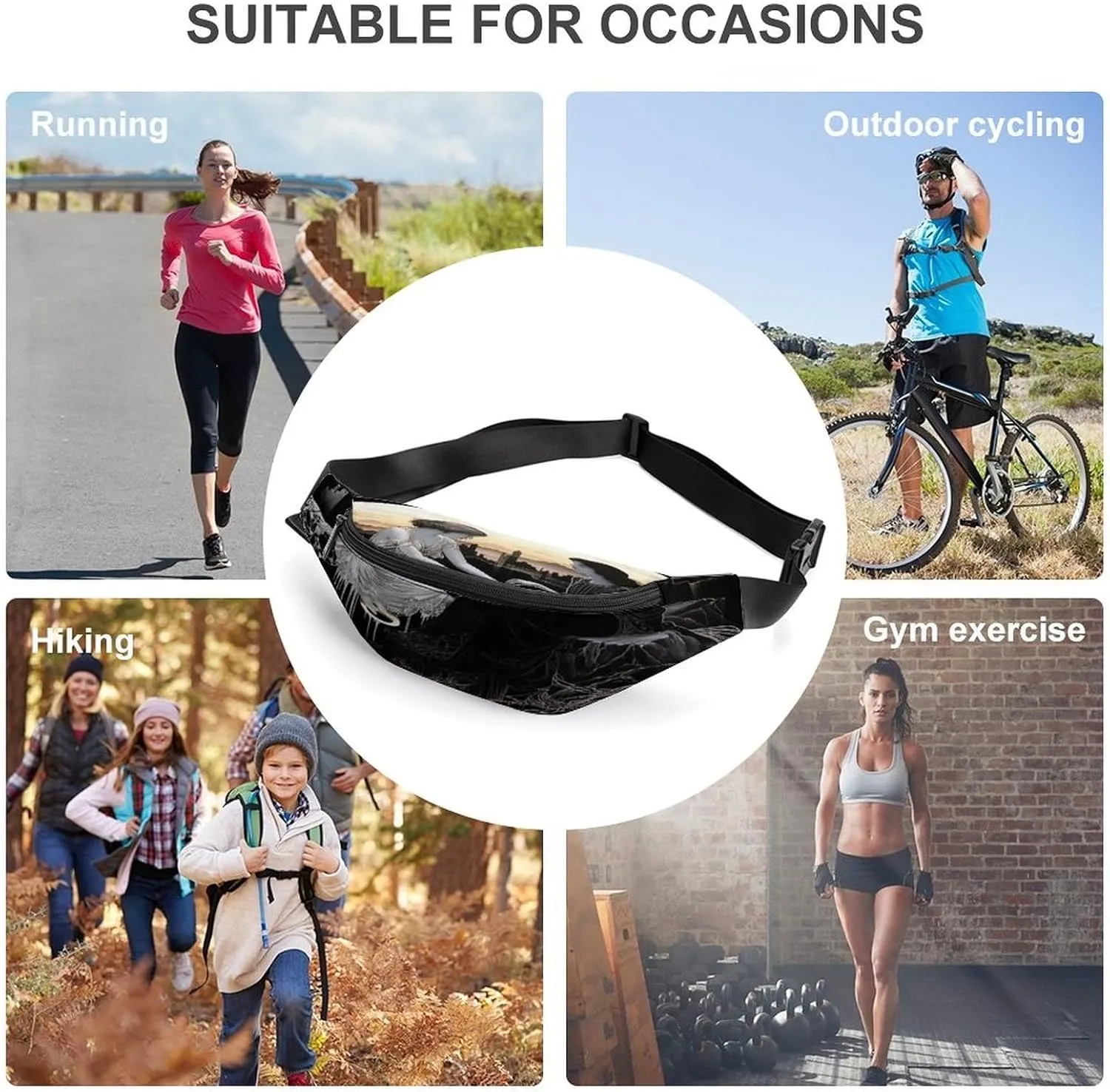 Personalized Waist Packs with Adjustable Strap,Woman on Cliff CrossBody Fanny Pack Casual Bag for Travel Sports Running Hiking