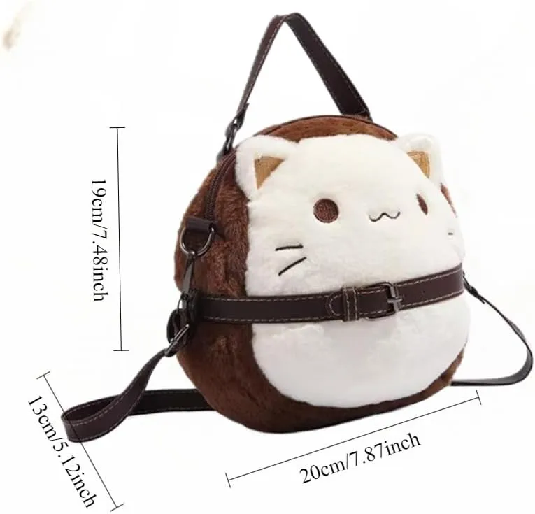 Plush Bag with Cat Design Shoulder Bag Handbag for Girls Novelty Kawaii Purse