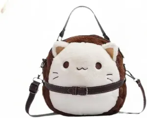 Plush Bag with Cat Design Shoulder Bag Handbag for Girls Novelty Kawaii Purse