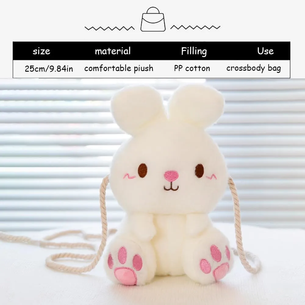 Plush Bunny Crossbody Messenger Shoulder Bag for Girls Women Cartoon Fluffy Rabbit Chain Wallets Bag