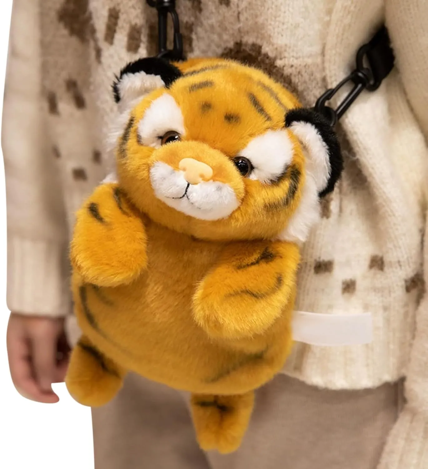 Plush Tiger Panda Crossbody Purse for Women Girls Small Fluffy Animal Shoulder Plush Tiger Panda Doll Cute Purse