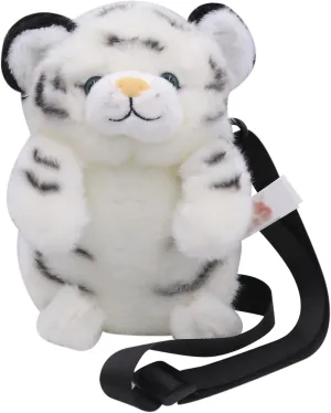 Plush Tiger Panda Crossbody Purse for Women Girls Small Fluffy Animal Shoulder Plush Tiger Panda Doll Cute Purse