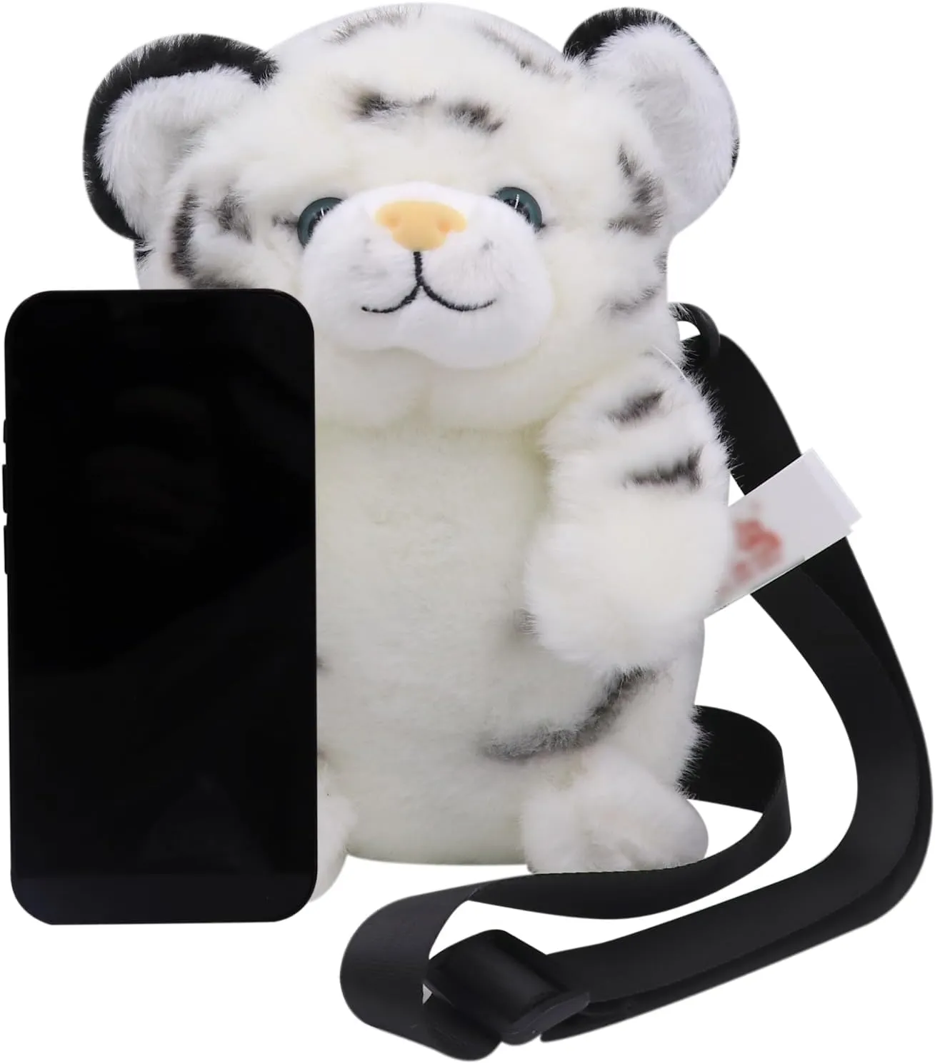Plush Tiger Panda Crossbody Purse for Women Girls Small Fluffy Animal Shoulder Plush Tiger Panda Doll Cute Purse