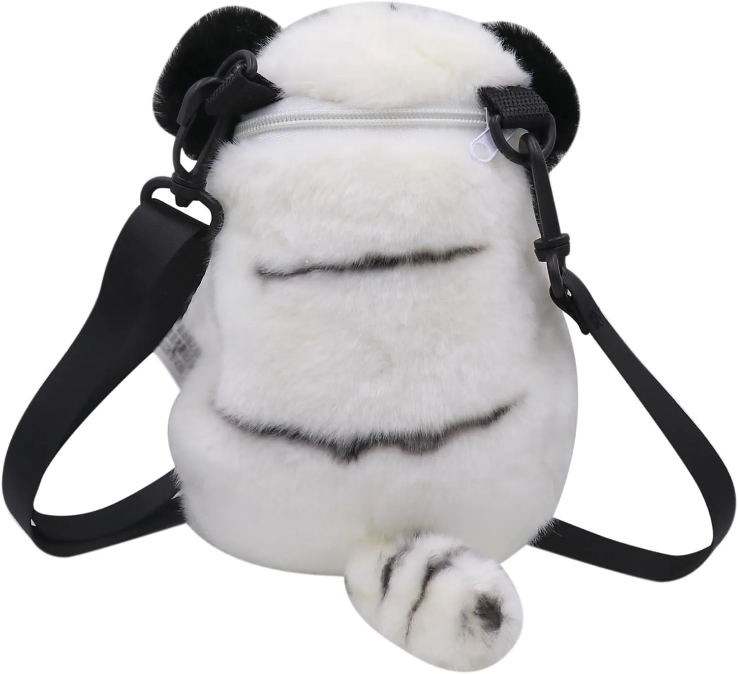 Plush Tiger Panda Crossbody Purse for Women Girls Small Fluffy Animal Shoulder Plush Tiger Panda Doll Cute Purse