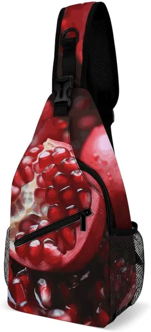 Pomegranate Fruit Crossbody Sling Bag for Women Men Sling Backpack Travel Chest Bag Pack Man Purse Shoulder Bags Daypack for Travel Hiking Cycling