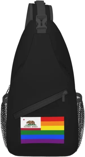 Pride Rainbow LGBT Flag of California Crossbody Bags For Women Men Chest Backpack Gym Shoulder Bag Travel Outdoor Sports Casual Crossbody Bags