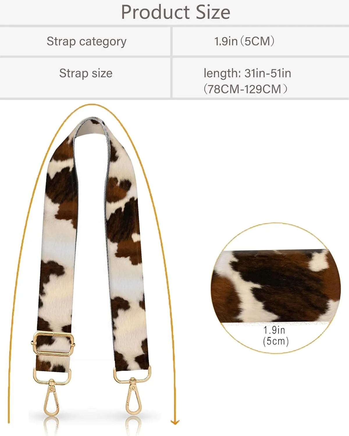 Purse Strap Replacement Crossbody 2" Wide Shoulder Strap, Cute Handbag Strap Bag Strap Replacement Belts Adjustable