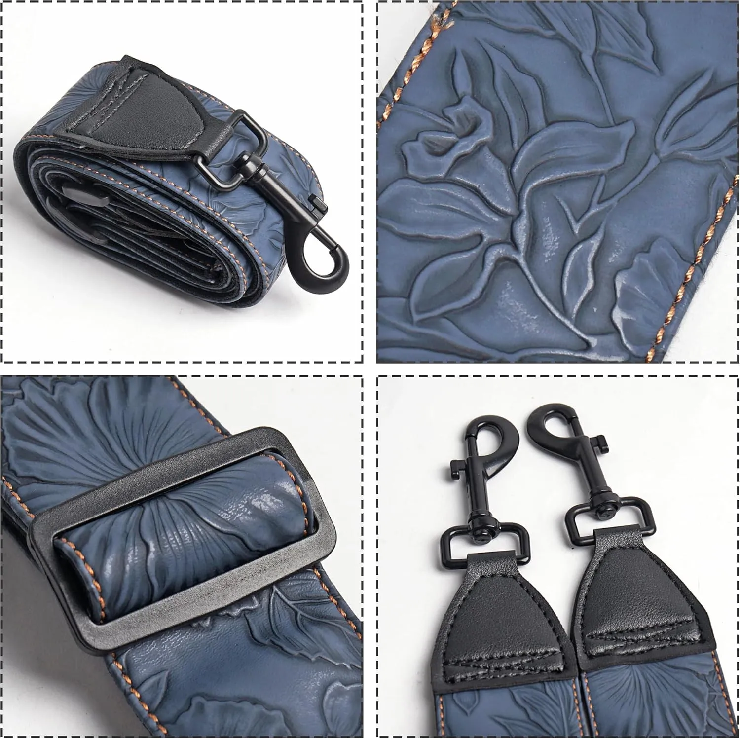 QIELIZI Banjo Strap Purse Strap Crossbody Guitar Strap For Shoulder Handbag With Gunmetal Hardware