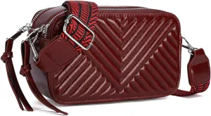 Quilted Crossbody Bags for Women Vegan Leather Purses Small Shoulder Handbags with Wide Strap Camera Bag