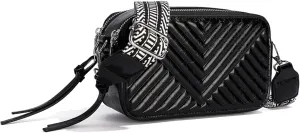 Quilted Crossbody Bags for Women Vegan Leather Purses Small Shoulder Handbags with Wide Strap Camera Bag