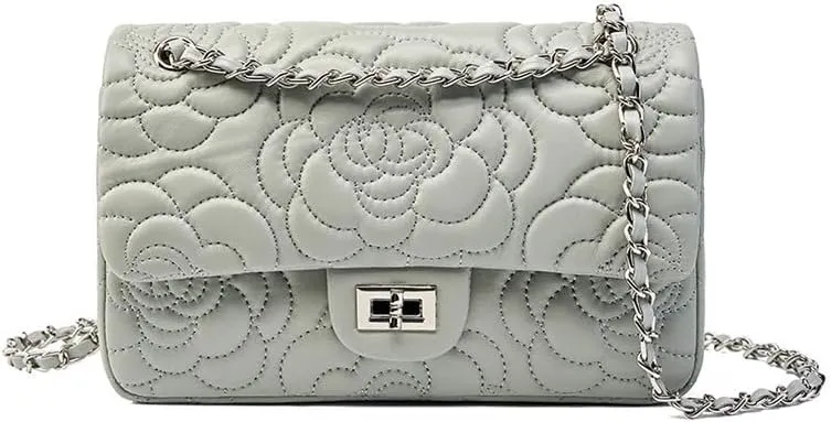 Quilted Crossbody Purse for Women Trendy Ladies Leather Shoulder Bag with Chain Designer Purses