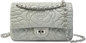 Quilted Crossbody Purse for Women Trendy Ladies Leather Shoulder Bag with Chain Designer Purses