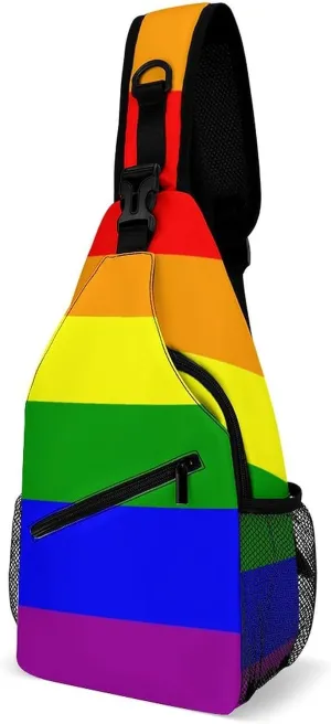 Rainbow Colored Pattern Fashion Crossbody Bag for Both Men And Women, Travel And Hiking Crossbody Bag, Chest Bag