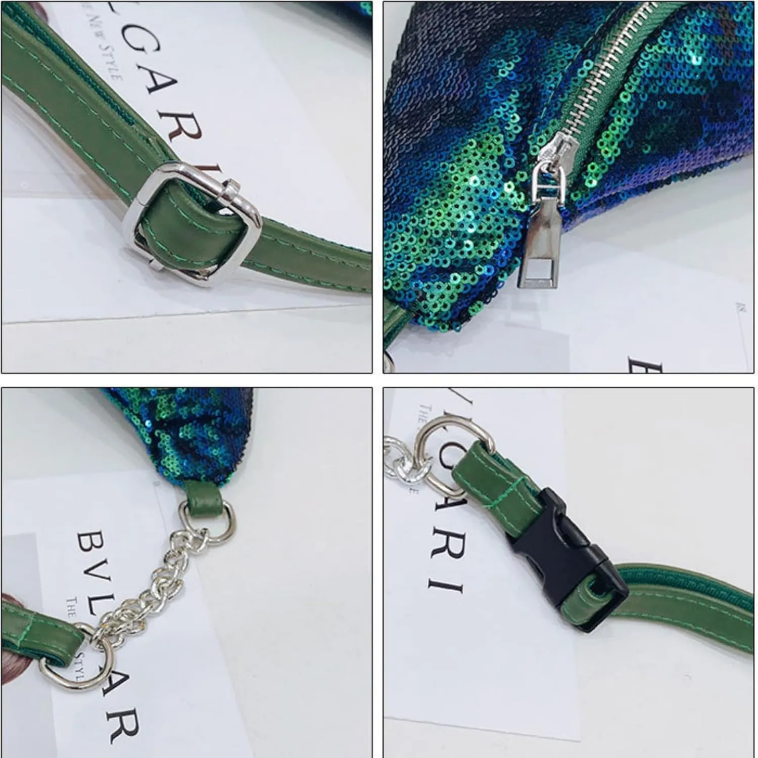 RARITYUS Sparkly Sequin Fanny Packs Glitter Waist Bag with Adjustable Strap for Women Girls Unisex