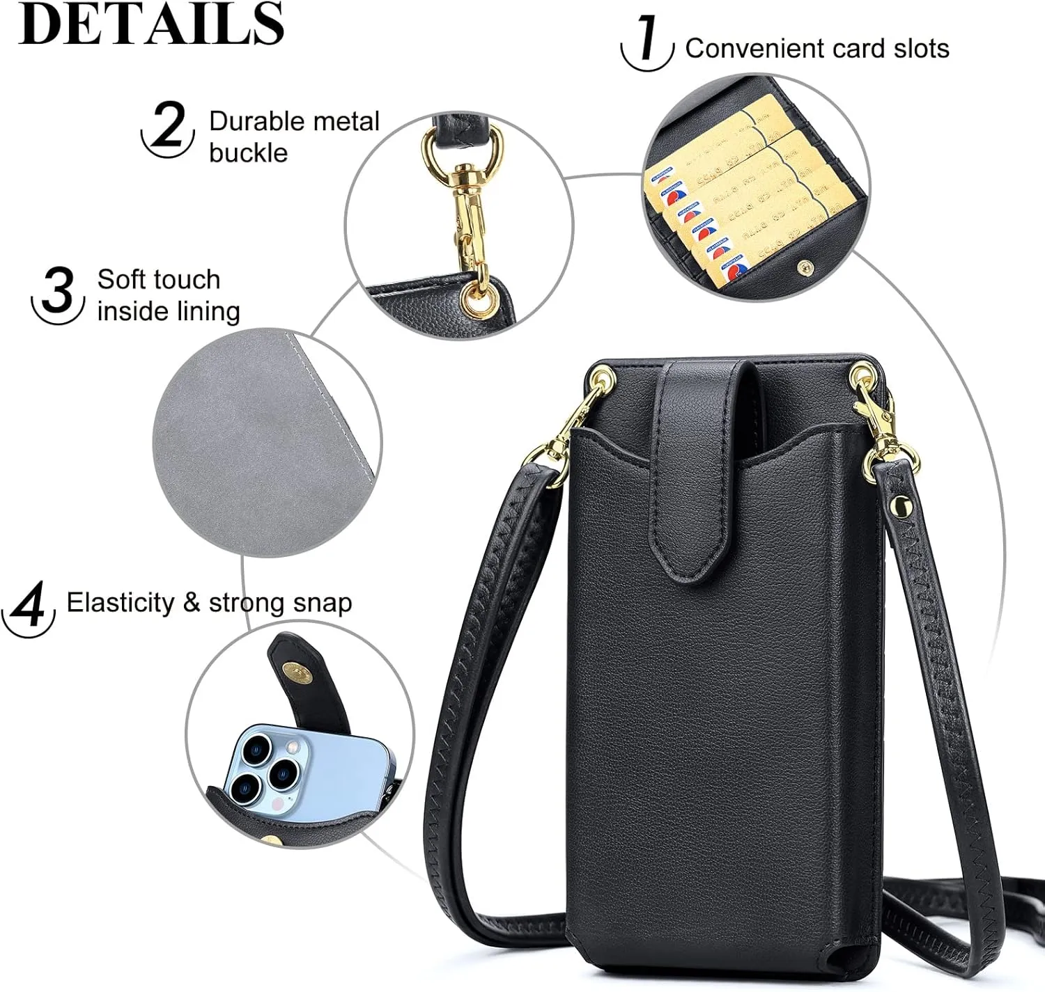 RONSIN Small Crossbody Phone Bag for Women Cell Phone Purse Wallet Mini Shoulder Bag with RFID Card Slots