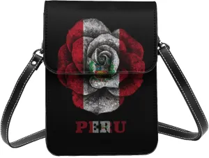 Rose Peru Peruvian Flag Small Crossbody Bag Is A Shoulder Bag Designed For Women And Girls Cell Phone Crossbody Wallet Purses With Card Slots Adjustable Strap