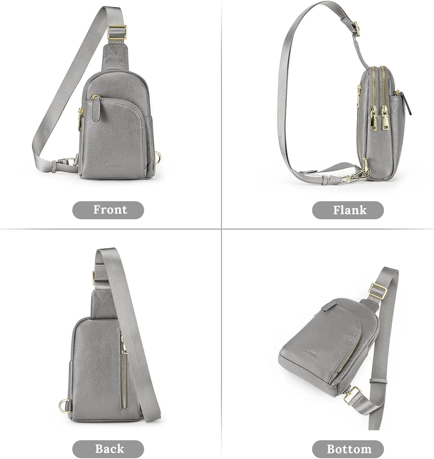 S-ZONE Genuine Leather RFID Blocking Small Sling Bag Women Crossbody Fanny Packs