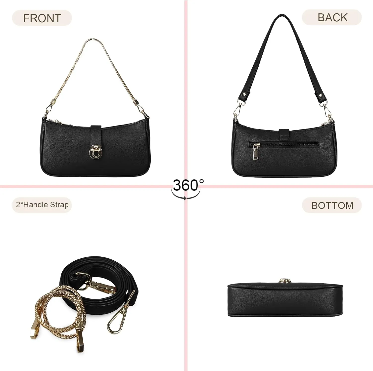 Shoulder Bag for Women Vegan Leather Handbag for Work Trendy Shoulder Purses Small Tote Bag
