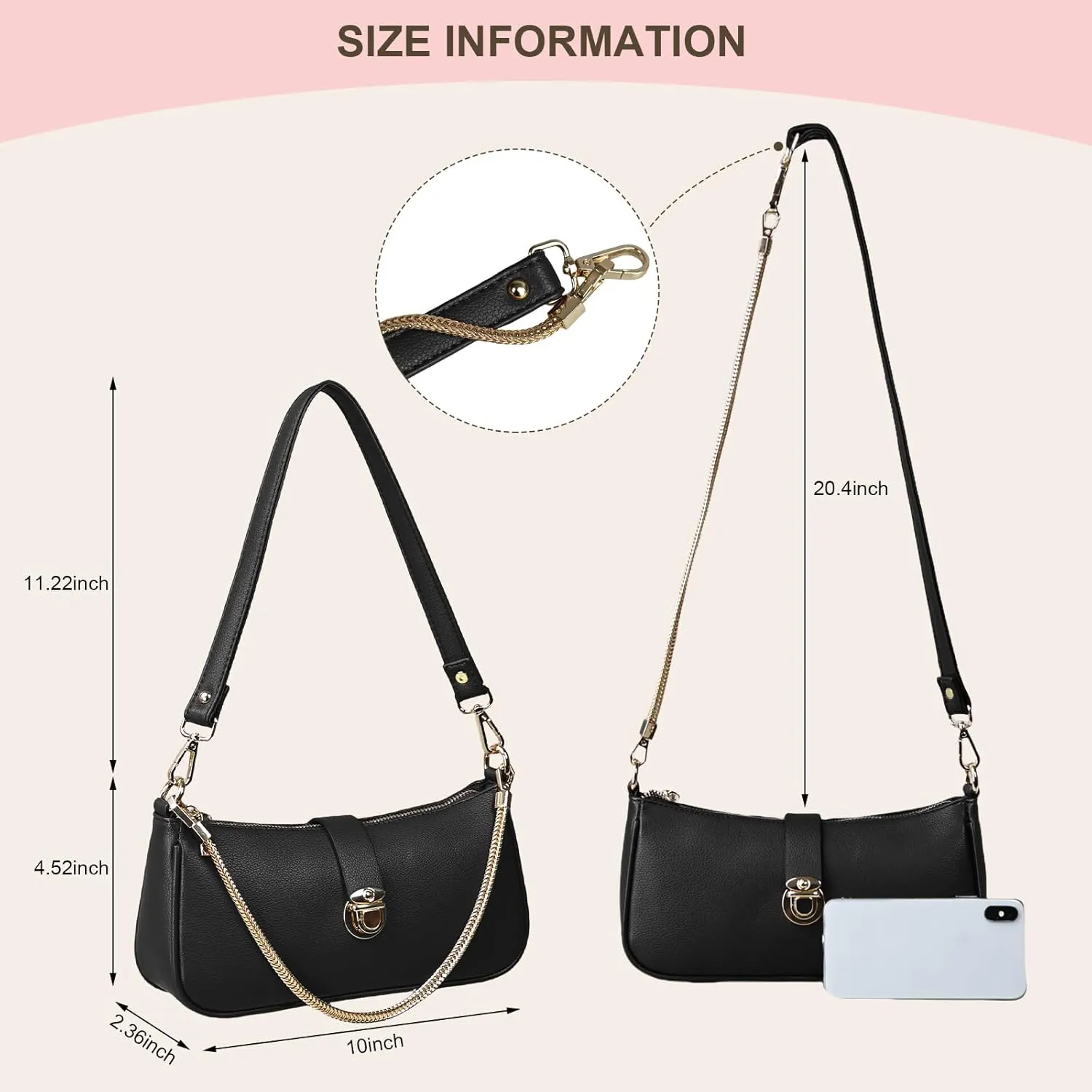 Shoulder Bag for Women Vegan Leather Handbag for Work Trendy Shoulder Purses Small Tote Bag