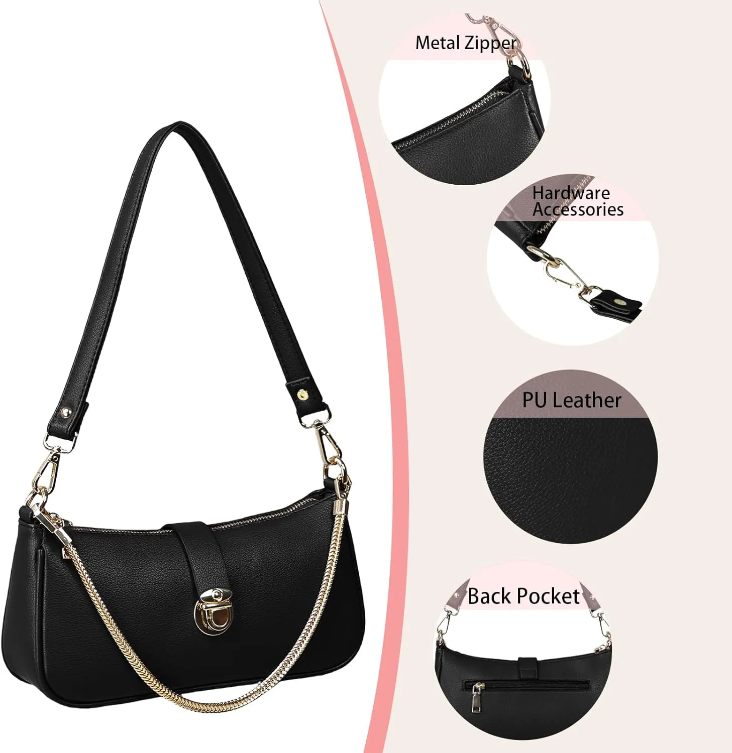Shoulder Bag for Women Vegan Leather Handbag for Work Trendy Shoulder Purses Small Tote Bag
